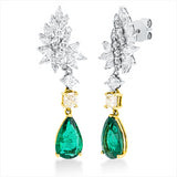 Ohrschmuck 18kt, 20 Nav.1,18 ct,24 Brill.0,81 ct,TW-vsi/si,2 Brill.0,49 ct, gelb,2 Sma 3,79 ct grün