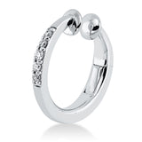 Ohrschmuck 18 kt WG, Ohrmanschette, 2 Brill. 0,01 ct, TW-vsi, 3 Brill. 0,03 ct, TW-vsi