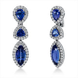 Ohrschmuck 18 kt WG, 104 Brill. 4,48 ct, TW-si, 6 Tansanit 19,60 ct blau