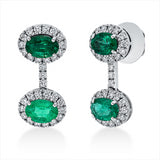Ohrstecker 18 kt WG, 62 Brill. 1,08 ct, TW-si, 4 Smaragde 3,38 ct grün