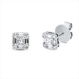 Ohrstecker 18 kt WG, 8 Bag. 0,32 ct, TW-si, 2 Princ. 0,22 ct, TW-si, 8 Brill. 0,12 ct, TW-si