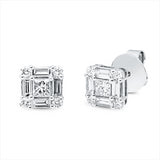 Ohrstecker 18 kt WG, 8 Bag. 0,48 ct, TW-si, 2 Princ. 0,34 ct, TW-si, 8 Brill. 0,19 ct, TW-si