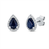 Ohrstecker 18 kt WG, 36 Brill. 0,12 ct, TW-si, 2 Saphire 1,14 ct blau