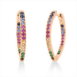 Creolen 18 kt RG, 34 Saphire 0,86 ct multicolor, 12 Tsavorith 0,16 ct grün, 8 Rubine 0,17 ct rot