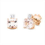 Ohrstecker 18 kt RG, 2 Brill. 0,15 ct, TW-si, 2 Morganit 1,72 ct pink