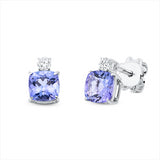 Ohrstecker 18 kt WG, 2 Brill. 0,15 ct, TW-si, 2 Tansanit 1,97 ct blau