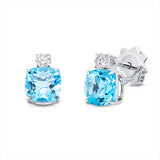 Ohrstecker 18 kt WG, 2 Brill. 0,15 ct, TW-si, 2 Topase 2,47 ct Swiss blue