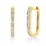 Creolen 18 kt GG, 6 Bag. 0,15 ct, TW-si, 16 Brill. 0,12 ct, TW-si