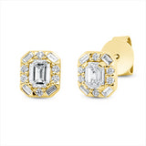 Ohrstecker 18 kt GG, 8 Bag. 0,08 ct, TW-si, 2 Sm.schliff 0,47 ct, TW-si, 12 Brill. 0,08 ct, TW-si