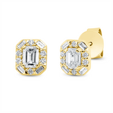 Ohrstecker 18 kt GG, 8 Bag. 0,08 ct, TW-si, 2 Sm.schliff 0,48 ct, TW-si, 12 Brill. 0,07 ct, TW-si