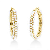 Creolen 18 kt GG, 208 ZP weiß