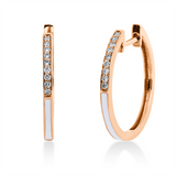 Creolen 18 kt RG, 18 Brill. 0,09 ct, TW-si, 2 Emaille weiß