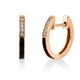 Creolen 18 kt RG, 10 Brill. 0,05 ct, TW-si, Emaille schwarz