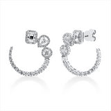 Ohrschmuck 18 kt WG, 2 Bag. 0,42 ct, TW-vsi, 2 Tropfen 0,21 ct, TW-vsi, 126 Brill. 1,85 ct, TW-si
