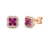 Ohrstecker 18 kt RG, 40 Brill. 0,20 ct, TW-si, 10 Saphire 0,74 ct pink