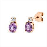 Ohrstecker 18 kt RG, 2 Brill. 0,07 ct, TW-si, 2 Saphire 0,77 ct pink
