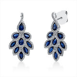 Ohrschmuck 18 kt WG, 194 Brill. 0,54 ct, TW-si, 18 Saphire 1,68 ct blau
