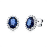 Ohrstecker 18 kt WG, 40 Brill. 0,32 ct, F-si, 2 Saphire 2,65 ct blau