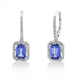 Ohrschmuck 18 kt WG, 70 Brill. 0,34 ct, TW-si, 2 Tansanit 1,99 ct blau