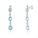 Ohrschmuck 18 kt WG, 6 Brill. 0,07 ct, TW-si, 6 Topase 1,75 ct blau