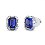Ohrstecker 14 kt WG, 12 Bag. 0,29 ct, TW-vsi, 24 Brill. 0,12 ct, W-vsi, 2 Tansanit 2,70 ct blau