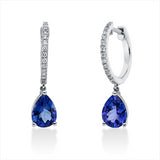 Ohrschmuck 14 kt WG, 26 Brill. 0,16 ct, W-vsi, 2 Tansanit 2,33 ct blau