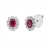 Ohrstecker 18 kt WG, 20 Brill. 0,49 ct, W-vsi, 2 Rubine 0,89 ct rot