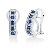 Creolen 18 kt WG, 76 Brill. 0,29 ct, TW-si, 10 Saphire 0,66 ct blau