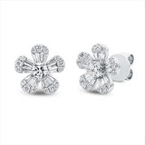 Ohrstecker 18 kt WG, 2 Brill. 0,35 ct, TW-si, 30 Trap. 0,50 ct, TW-si, 30 Brill. 0,26 ct, TW-si