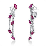 Ohrschmuck 18 kt WG, 66 Brill. 1,24 ct, TW-vsi/si, 10 Rubine 4,83 ct rot
