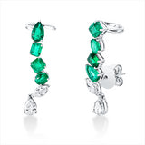 Ohrschmuck 18 kt WG, 2 Nav. 0,37 ct, TW-si, 2 Tropfen 0,43 ct, TW-si, 8 Smaragde 1,77 ct grün