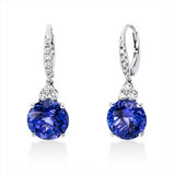 Ohrschmuck 18 kt WG, 18 Brill. 0,49 ct, TW-si, 2 Tansanit 10,69 ct blau