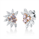 Ohrstecker 18 kt WG+RG, 16 Tropfen 1,33 ct, TW-si, 8 Brill. 0,08 ct, TW-si, 6 Fant-Schl. 1,22 ct, pink