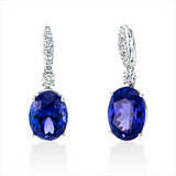 Ohrschmuck 18 kt WG, 16 Brill. 0,81 ct, TW-si, 2 Tansanit 20,14 ct blau