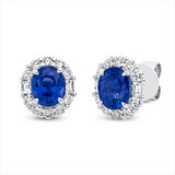 Ohrstecker 18 kt WG, 4 Bag. 0,12 ct, TW-si, 20 Brill. 0,38 ct, TW-si, 2 Saphire 1,83 ct blau