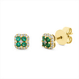 Ohrstecker 18 kt GG, 34 Brill. 0,10 ct, TW-si, 8 Smaragde 0,15 ct grün