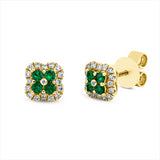 Ohrstecker 18 kt GG, 34 Brill. 0,17 ct, TW-si, 8 Smaragde 0,20 ct grün