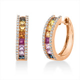 Creolen 18 kt RG, 72 Brill. 0,33 ct, TW-si, 16 Saphire 1,45 ct fancy