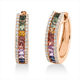 Creolen 18 kt RG, 72 Brill. 0,32 ct, TW-si, 20 Saphire 1,14 ct fancy
