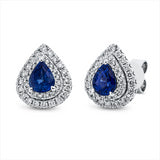 Ohrstecker 18 kt WG, 74 Brill. 0,51 ct, TW-si, 2 Saphire 1,36 ct blau
