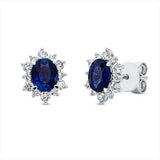 Ohrstecker 18 kt WG, 24 Brill. 0,44 ct, TW-si, 2 Saphire 1,18 ct blau