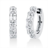Creolen 18 kt WG, 8 Bag. 0,24 ct, F-vsi, 6 Oval 0,36 ct, F-vsi