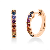 Creolen 18 kt RG, 14 Saphire 0,64 ct fancy