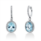 Ohrschmuck 18 kt WG, 68 Brill. 0,81 ct, TW-si, 2 Aquamarin 6,73 ct blau