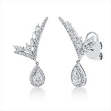 Ohrstecker 18 kt WG, 12 Nav. 0,47 ct, TW-vsi, 2 Tropfen 0,41 ct, TW-vsi, 70 Brill. 0,44 ct, TW-si