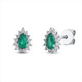 Ohrstecker 18 kt WG, 26 Brill. 0,18 ct, TW-si, 2 Smaragde 0,38 ct grün