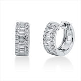 Creolen 18 kt WG, 22 Bag. 0,51 ct, F-vsi, 36 Brill. 0,33 ct, F-vsi/si
