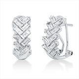 Creolen 18 kt WG, 20 Bag. 1,72 ct, F-vsi, 2 Princ. 0,05 ct, F-vsi