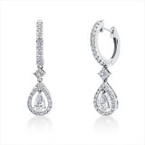 Ohrschmuck 14 kt WG, 2 Tropfen 0,46 ct, TW-si, 64 Brill. 0,56 ct, TW-si