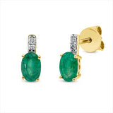 Ohrstecker 18 kt GG, 4 Brill. 0,04 ct, TW-si, 2 Smaragde 0,83 ct grün